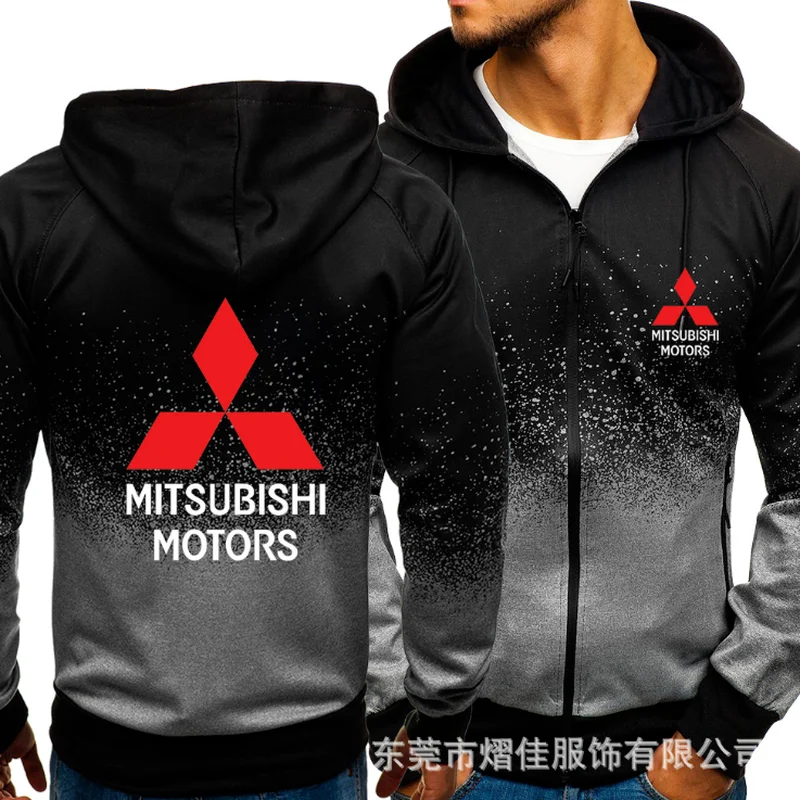 

2021 для Mitsubishi логотип автомобиля Печать Повседневный хип-хоп Харадзюку градиентные цвета с капюшоном мужские флисовые свитшоты куртка на мо...