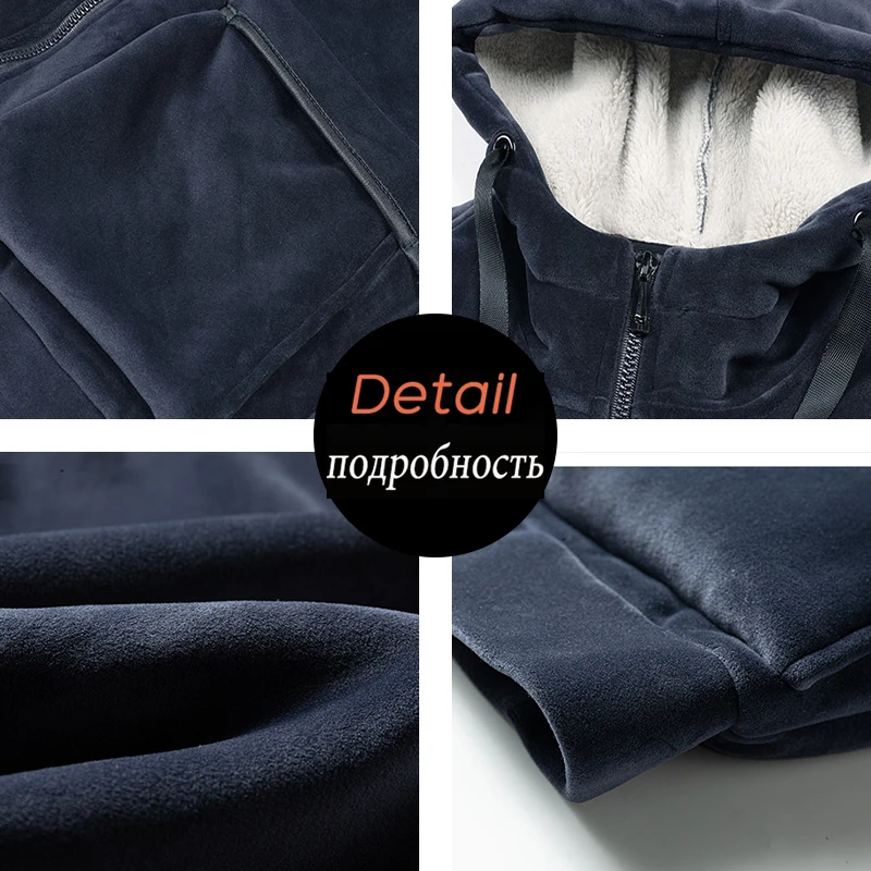 Осень-зима 2024 мужские куртки теплое флисовое пальто Свитшот из овечьей шерсти