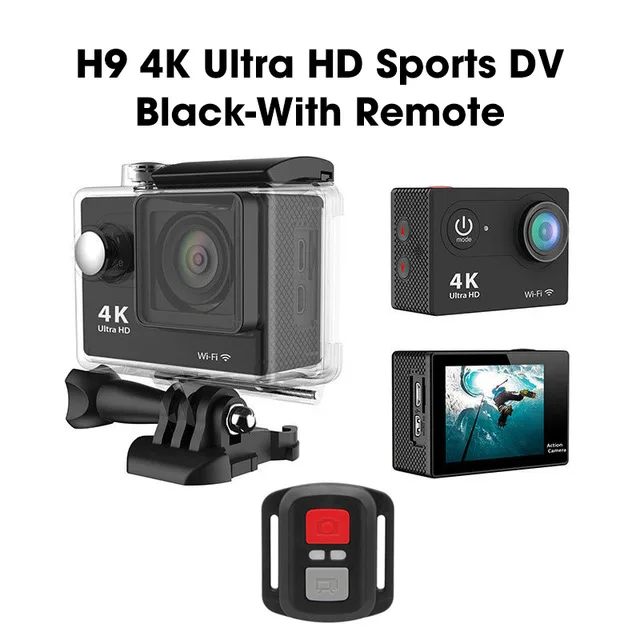 Экшн-камера eken H9R/H9 Ultra HD 4K WiFi Пульт дистанционного управления спортивная видеокамера DVR DV Водонепроницаемая камера для экстремальных видов спорта - Цвет: Black With Remote