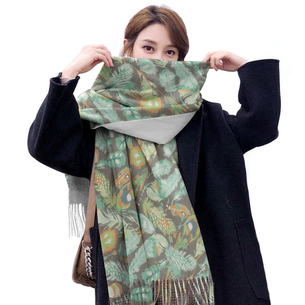 Индийские перья женский модный зимний шарф кашемировые шали и накидки