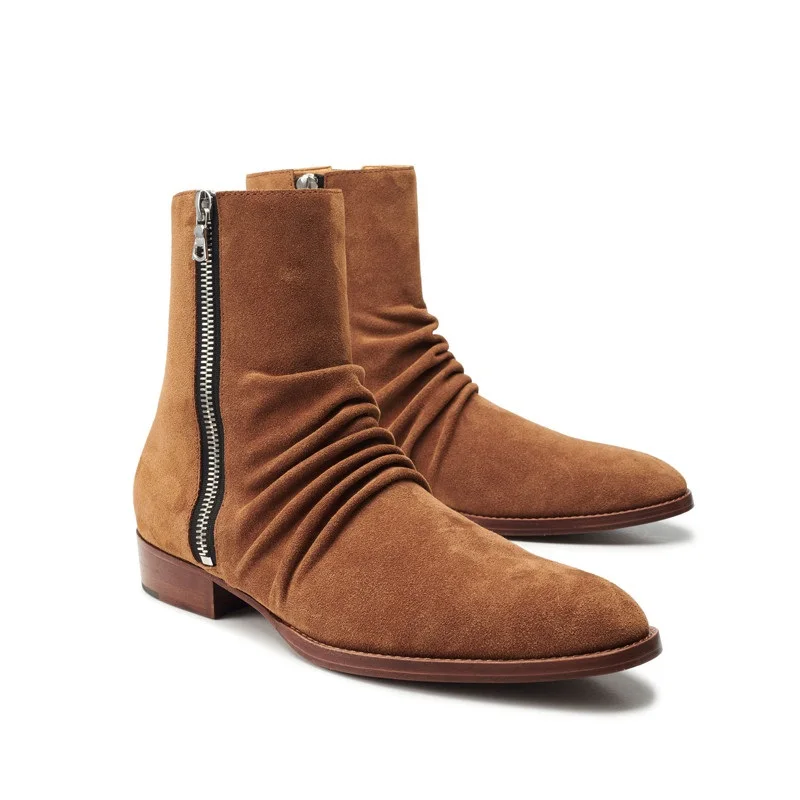 

Мужские ботильоны из коровьей кожи, черные ботинки челси в винтажном британском стиле, с острым носком, Осень-зима 2019