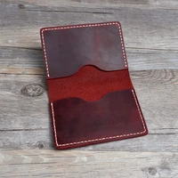 hand stitch retro genuine leather credit card holder minimalist leather card wallet dutch men card holder bifold handmade wallet