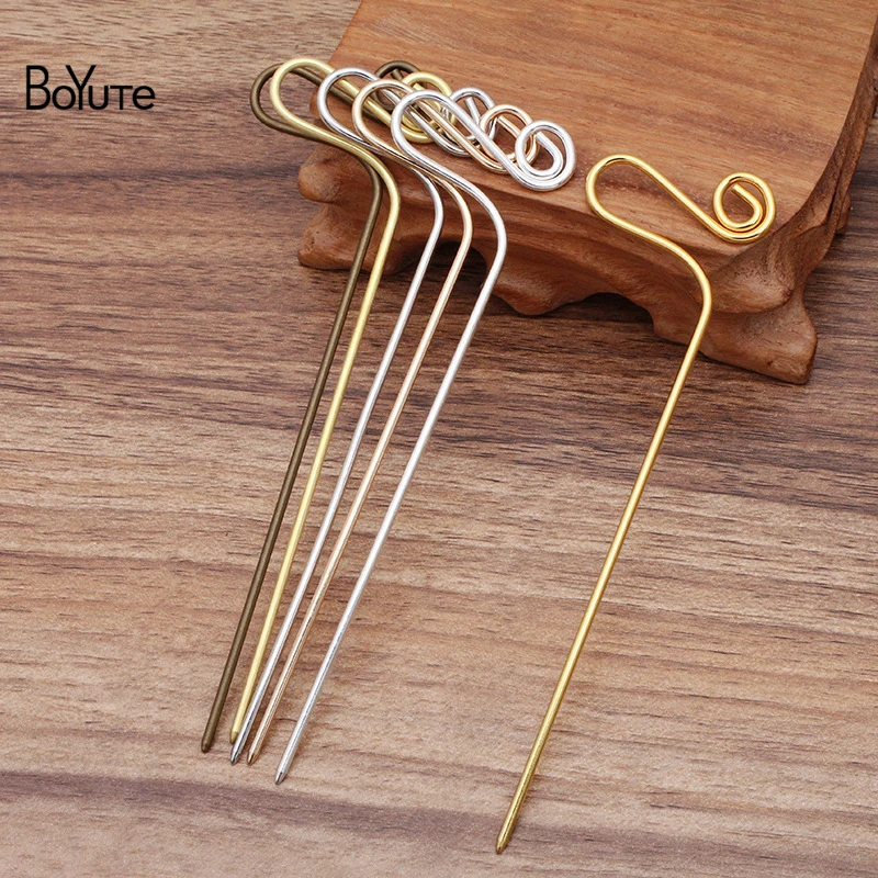 

Металлические латунные вьющиеся палочки для волос BoYuTe (10 шт./лот) 2*148 мм, Заводская поставка, ручная работа, аксессуары для волос, материалы