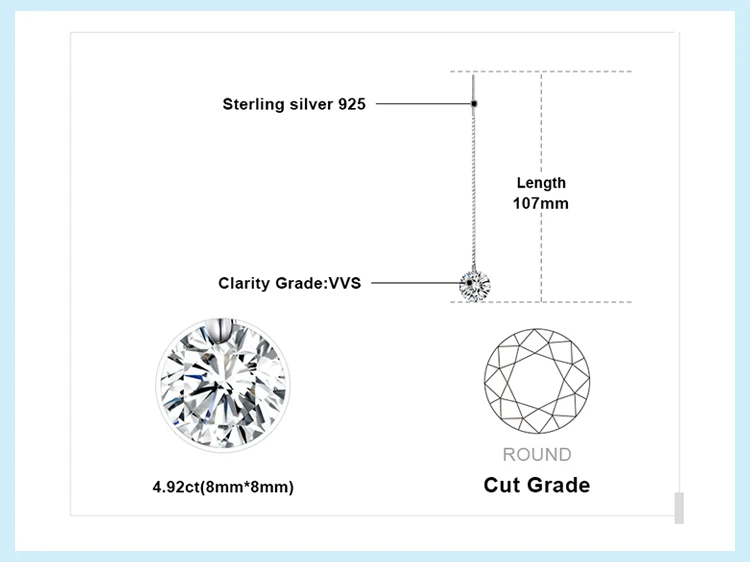 JewelryPalace 5.2ct круглой огранки серьги Настоящее 925 пробы серебро длинные модные серьги хороший обручение подарок для девочки/для женщин/жена