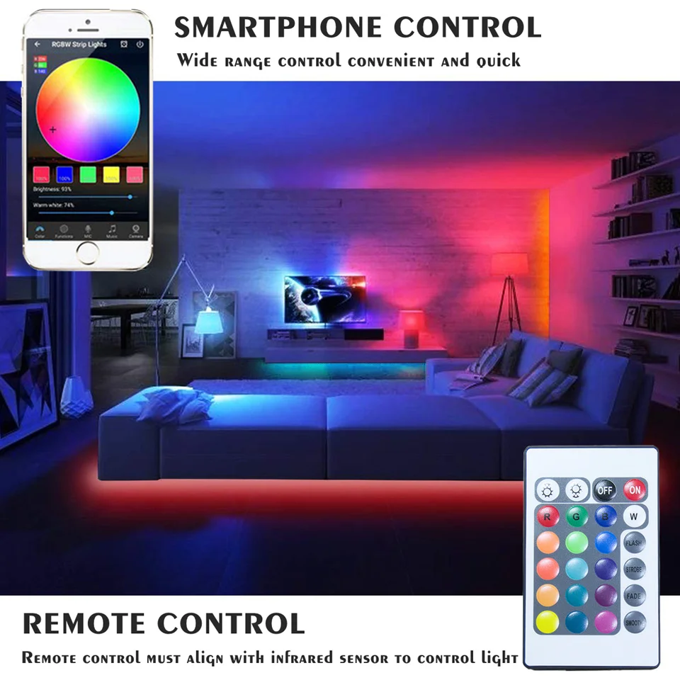 Цветная (RGB) Светодиодные ленты 5 м Bluetooth APP Управление светильник с ИК пультом