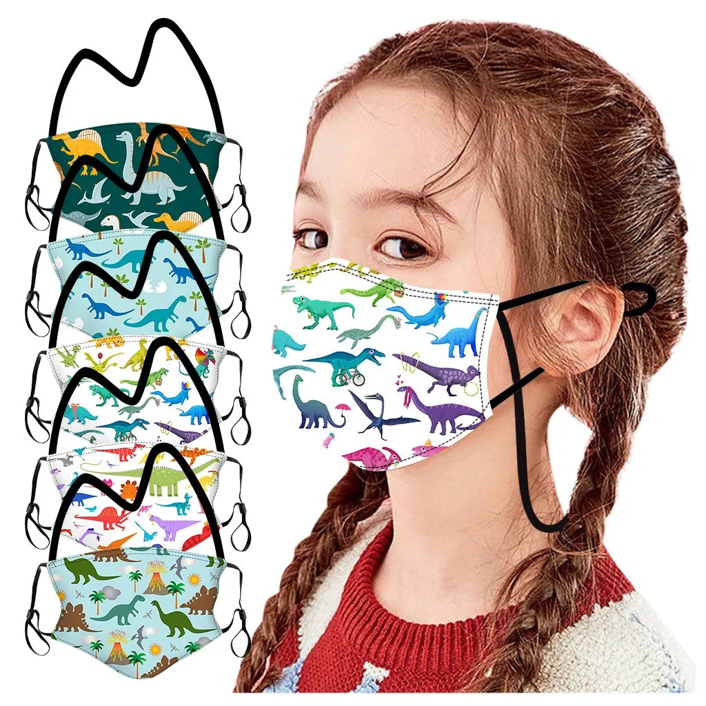 5 шт. детская многоразовая маска для лица с принтом динозавров | Красота и