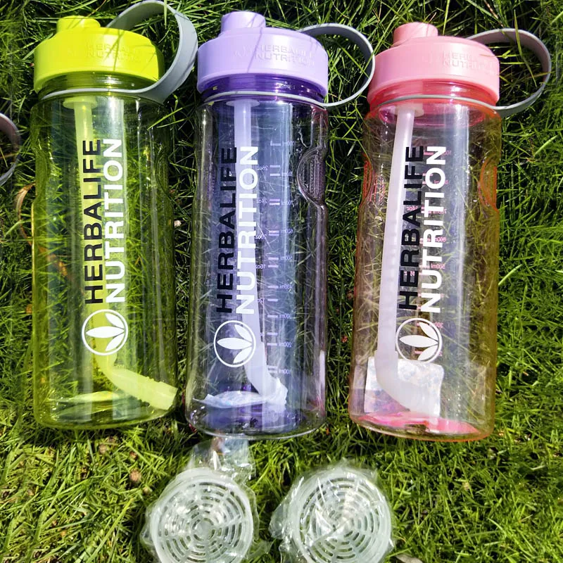 1Л/1000 мл Классический и дизайн синий оранжевый зеленый добавки herbalife Спорт пространство соломы бутылка для воды с крышкой деление шкалы