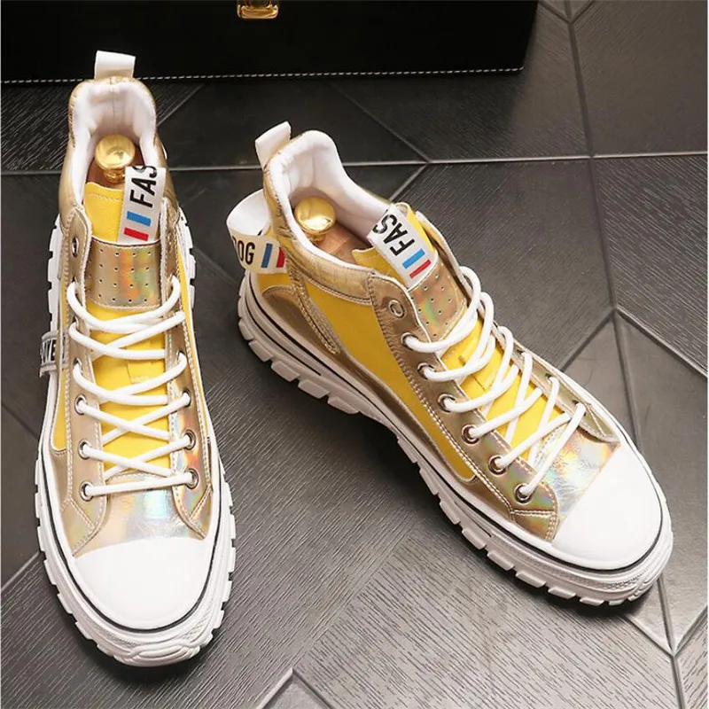 

Italian Brand Designer Boots Shoes Men High Quality Hip Hop Male Casual Luxury Famous Leather Tops Business Gold Loafers