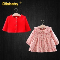 1 2 3 4 years christmas baby girl cotton floral dress sweet toddler long sleeve cherries outfit newborn cardigan knit sweater