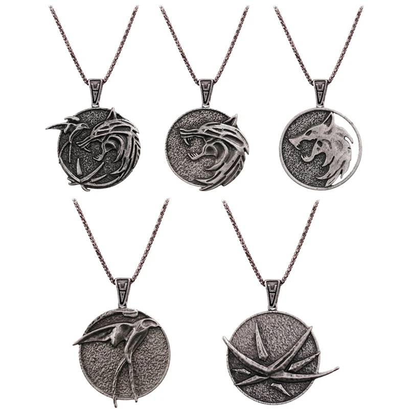 Ожерелье с волчьей головой для мужчин длинная металлическая цепь в стиле ретро панк кулон Бижутерия