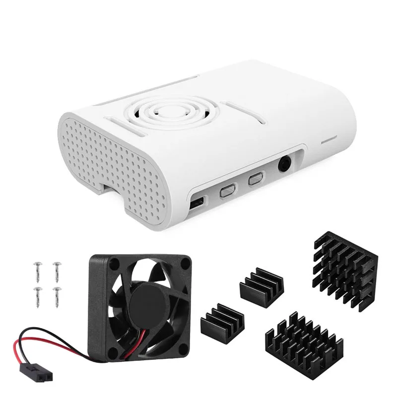 White 3in1 Raspberry Pi 4 Чехол, Raspberry Pi чехол с охлаждающим вентилятором, Raspberry Pi 4 радиатор для Raspberry Pi 4 Модель B, Pi 4B, Pi 4 - Цвет: White 3in1