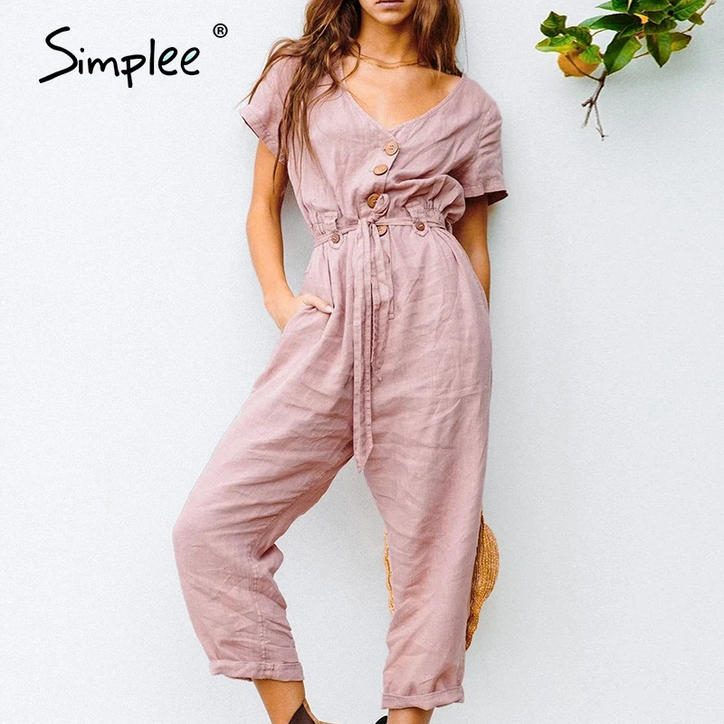 Simplee повседневные Комбинезоны с v образным вырезом женские комбинезоны коротким