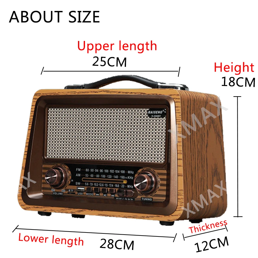 Деревянный беспроводной Bluetooth-динамик в стиле ретро FM/AM/телефон поддержка карт