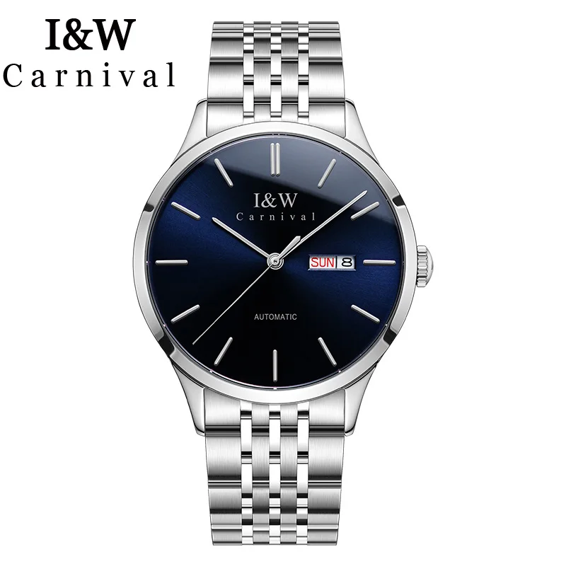 I & W Reloj модные механические часы для мужчин карнавал автоматические нержавеющая