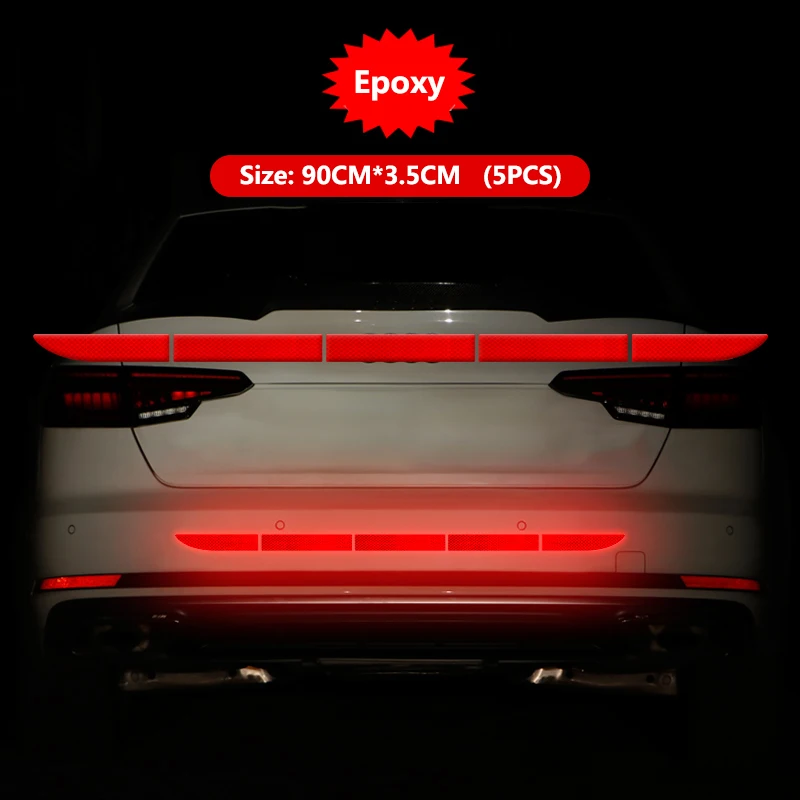 Epoxy Red Автомобильный стикер светоотражающий сигнальный защитный скотч пленка Авто полоса декоративный элемент для бампера отражение анти наклейки против столкновения автомобильные аксессуары - Цвет: Epoxy Red
