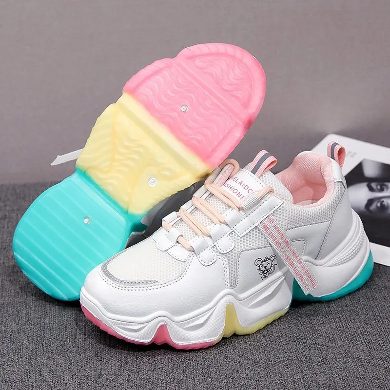 

Platform Shoes Woman New Autumn Sneakers Women Shoes Lace Up Thick Bottom High Heels Breathable Air Mesh Casual Shoes Plus Size