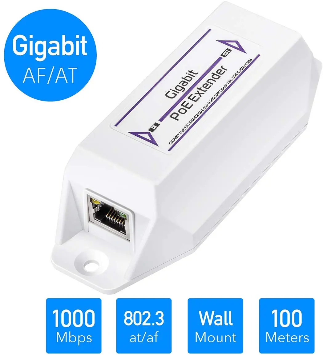 10/100/1000Mbps Gigabit PoE Extender Amplifier Booster IEEE 802.3at / 802.3af Not Support Passive Plug and Play | Безопасность и