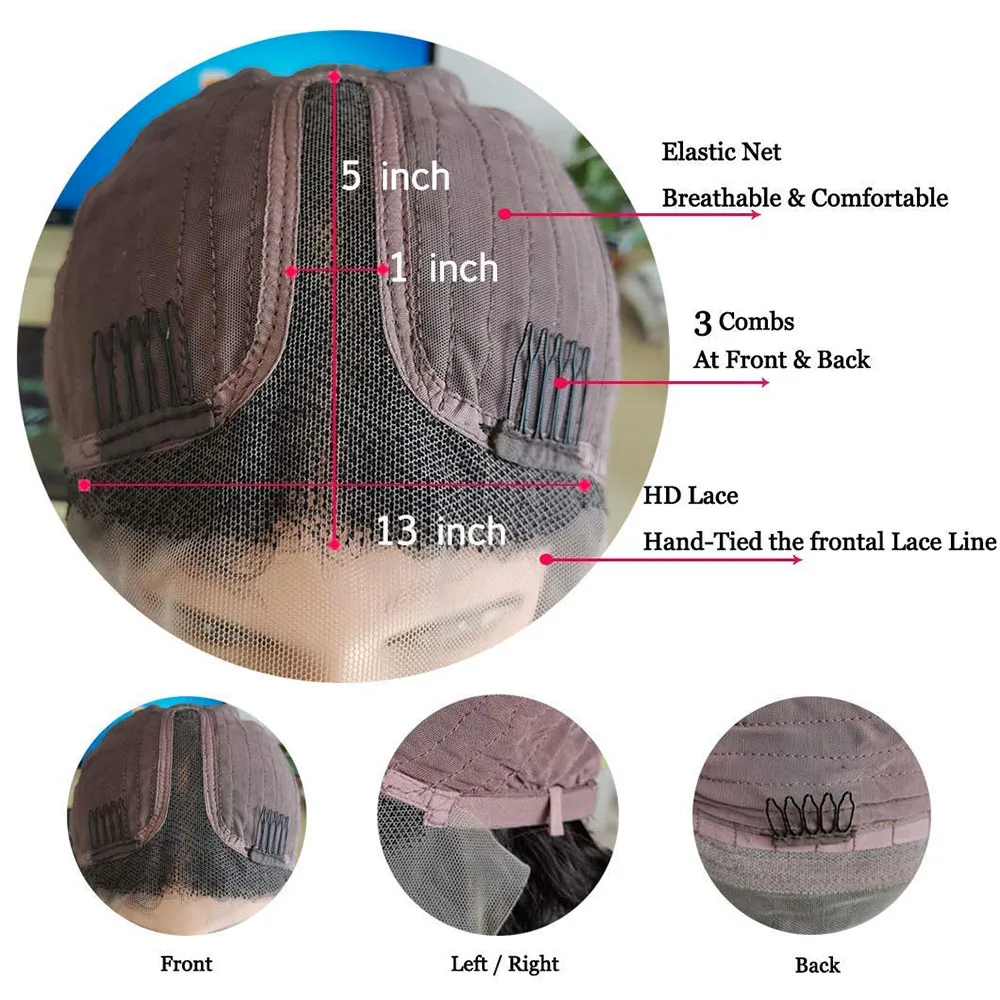 

Dark Blue 13x4 Straight Wigs Pre Plucked Lace Front Human Hair Wigs Ombre Colored Lace Part Wig For Black Women