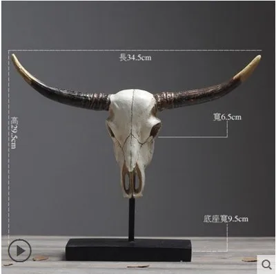 

USA Furnishing room soft big Bovine cattle OX bones Skull Home decoration wall dies office Abstract animal American antique