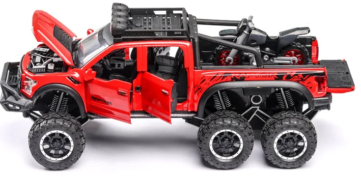 Модель автомобиля Ford Raptor F150 с большими колесами литая модель со звуком