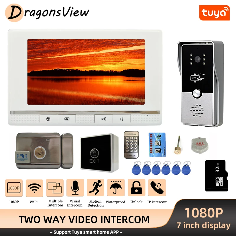

Видеодомофон DragonsView с электронным замком, 3 А, 1080P