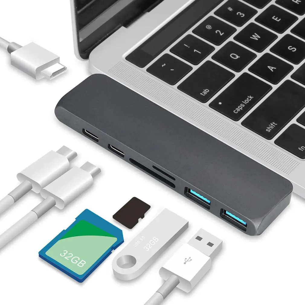 Двухпортовый Usb C концентратор 4K Hdmi адаптер Thunderbolt 3 двойной 1 тип данных Tf Sd Pd для