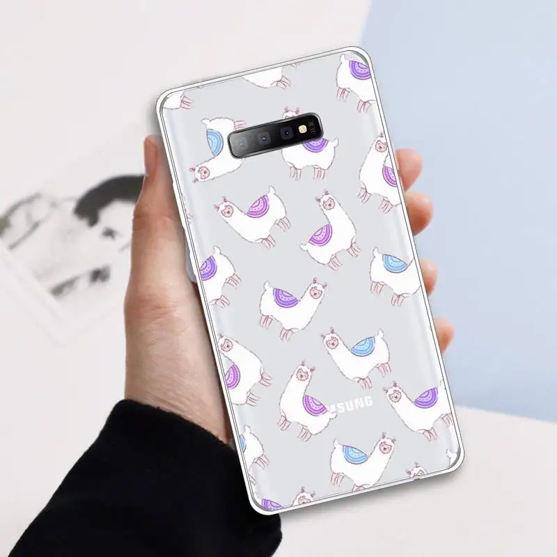 

Cartoon cute animal Alpaca Phone Case Transparent For Samsung Galaxy A 71 21s S note 8 9 10 plus 20 ultra