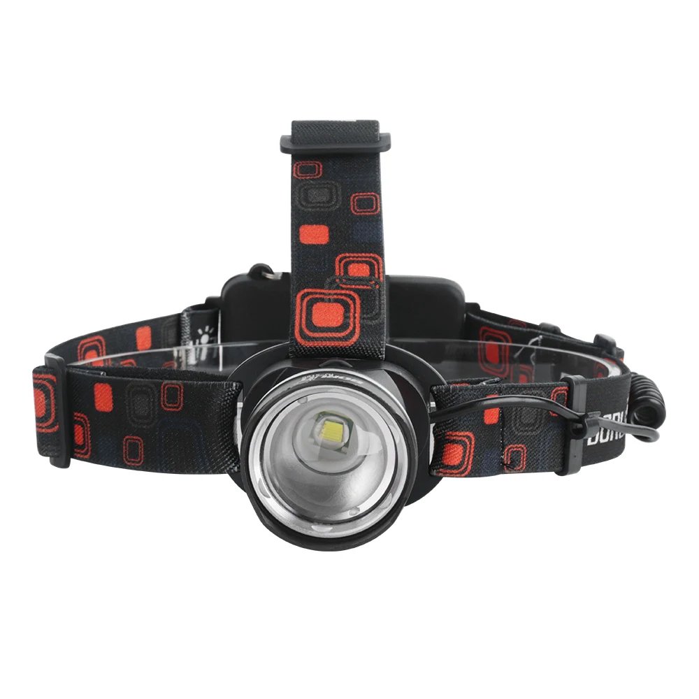 BORUiT RJ-2190 LED Headlamp 3000LM 3-Mode Zoom Powerful Headlight Rechargeable 18650 Waterproof Head Torch Camping Hunting