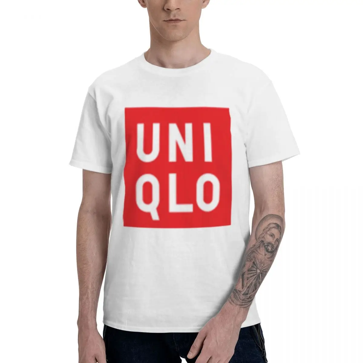 

Футболки UNIQLO из чистого хлопка, мужские футболки с круглым вырезом и коротким рукавом, оверсайз, подарочные футболки, одежда