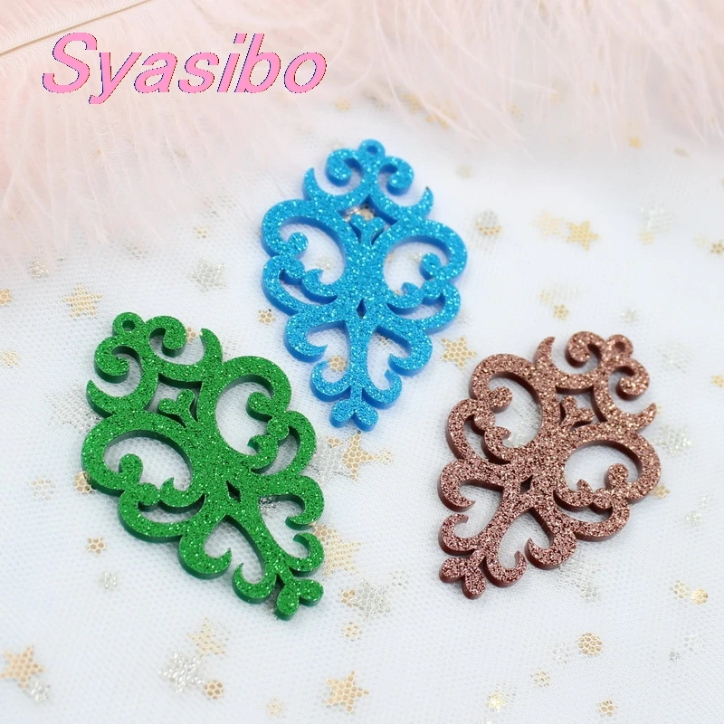 

(4pcs/lot) AC1535-60mm Acrylic Earrings Floral Lace For Earrings Girl Laser cutout Lace Beach For Earrings