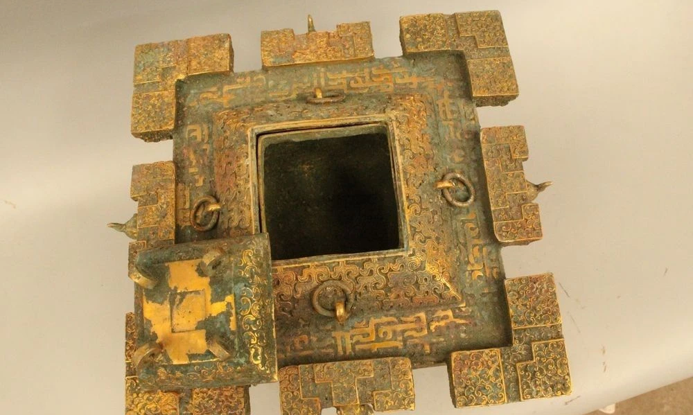 Zm 13 &quotДревняя китайская династия старый бронзовая позолота девять дракон монстр