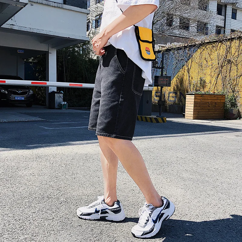 Solid Hole Knee Length Shorts Jeans Casual Fashion Men Short Denim Slim Homme Big Size | Мужская одежда