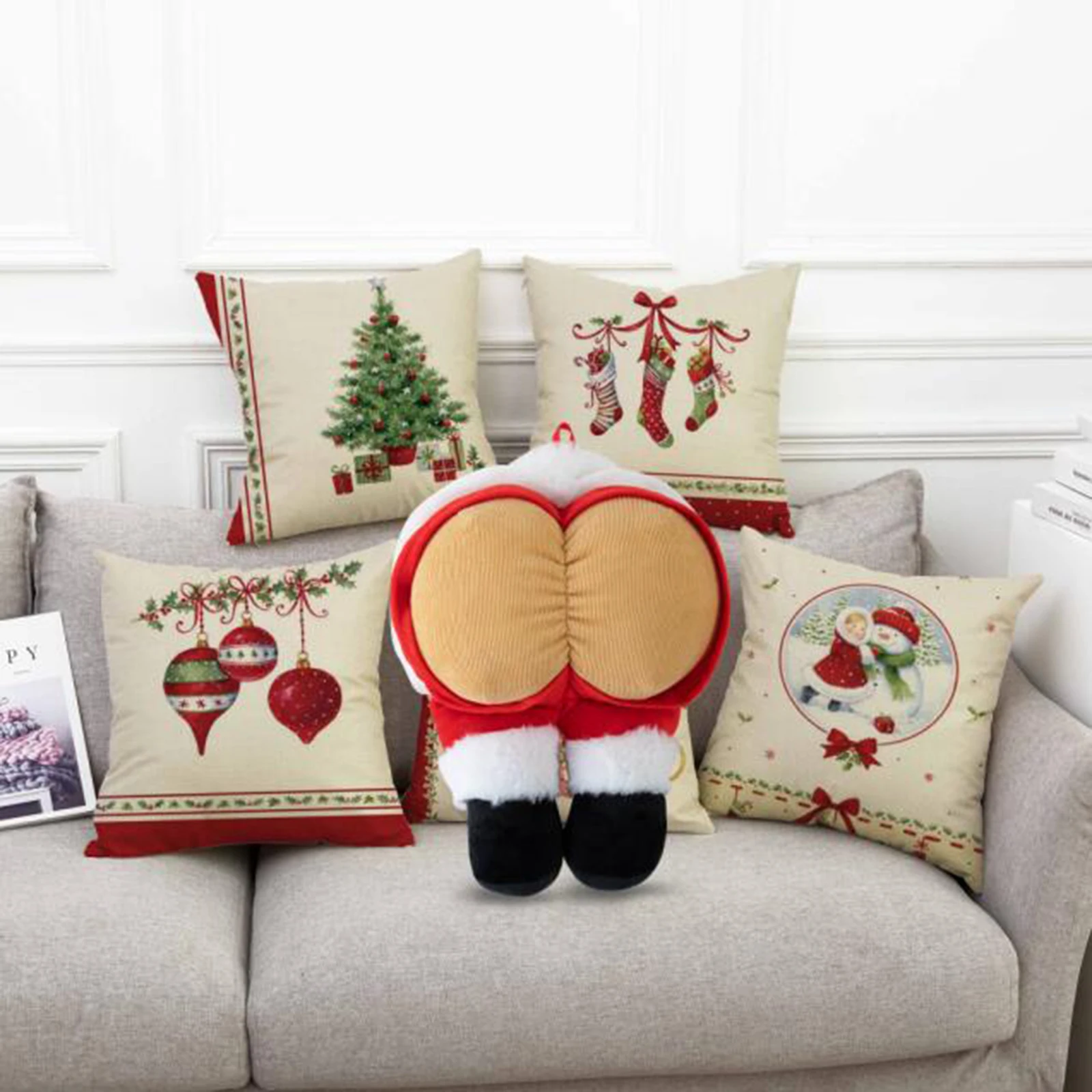

Santa Claus Butt Throw Pillow Christmas Tree Hanging Ornament Home Decoration Props For Home Decoration Kids Christmas Gift