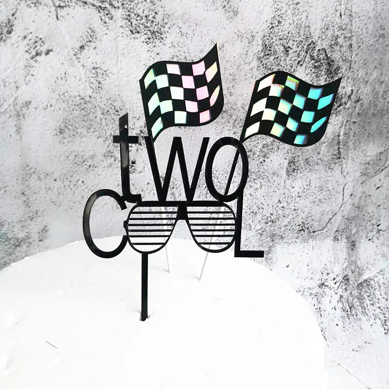 Детский акриловый душ два классных Топпер для торта С Днем Рождения милые флаги F1