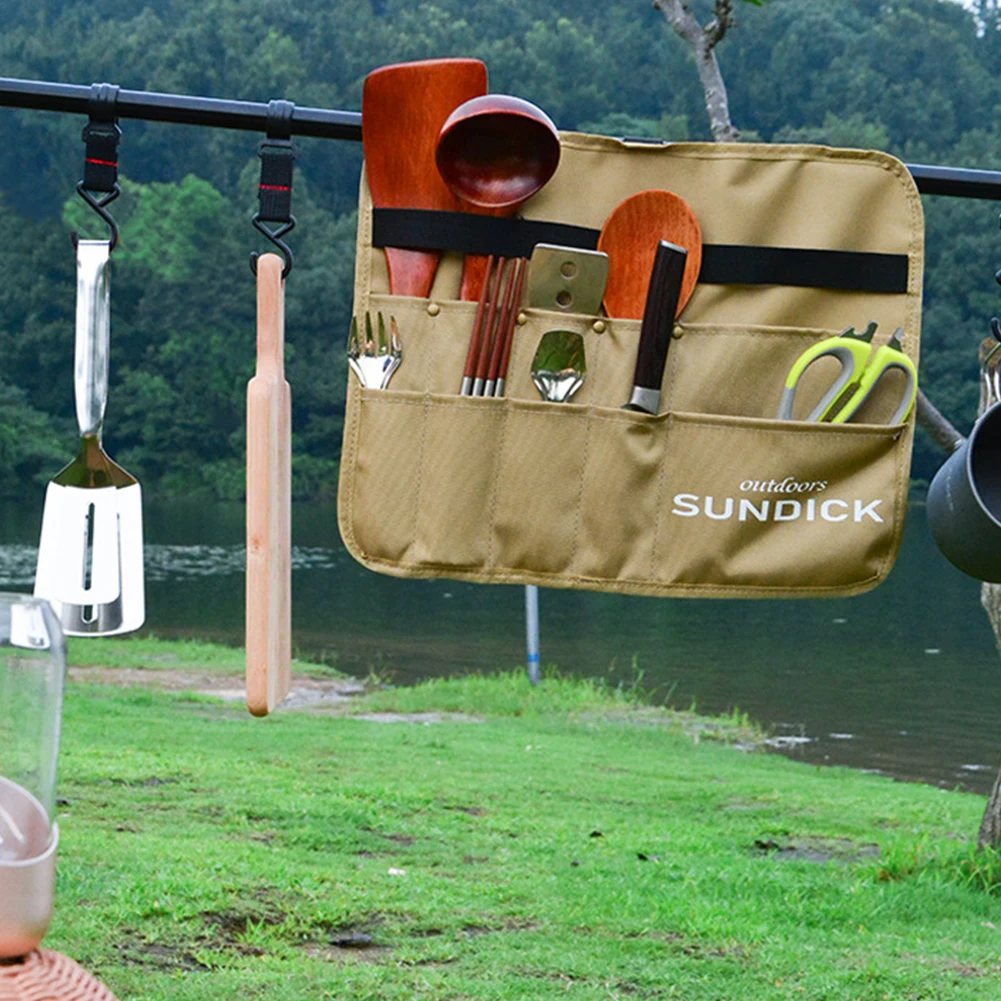 SUNDICK Портативный посуда сумка для хранения из ткани Оксфорд соломы Ножи и вилка