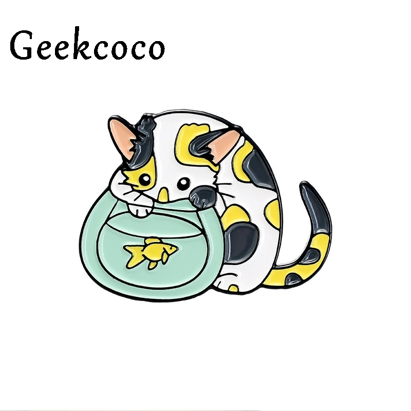 

20pcs/lot J1377 Geekcoco Cartoon Pin Badges Brooch Kawaii Cat Lapel Pin For Clothes On The Backpack Jewelry For Kids Gifts