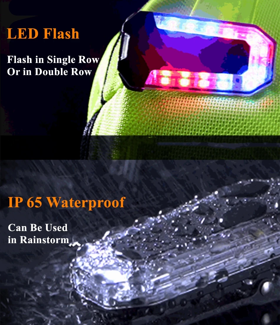 Warning Strobe Shoulder Lights Rechargable Safety Led Flashing Security Clip Lamp With Flashlight For Outdoor Riding Emergency | Автомобили