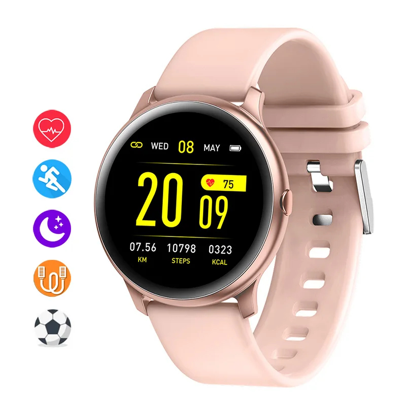 Pink Мужские смарт-часы для женщин, пульсометр, шагомер, Bluetooth, умные часы, напоминание о звонках, женские Смарт-часы для Android IOS - Цвет: Pink