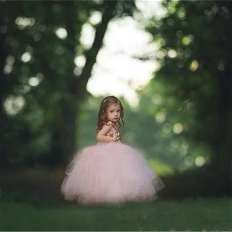 Платье розовое золото с блестками для девочек пышное вечернее платье до пола без