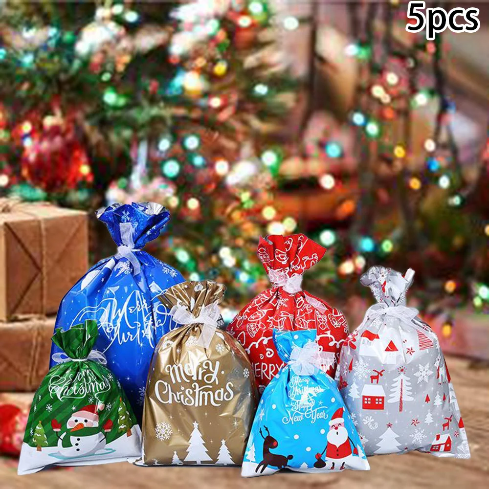 

5pcs Christmas Gift Candy Bags Classic Creative Wedding Party Favor Pouch Gift Packaging Bags Empty Bag Wrapping Bag