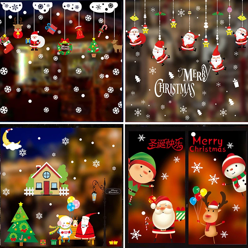 Рождественское украшение креативная наклейка на окна самоклеящаяся для в