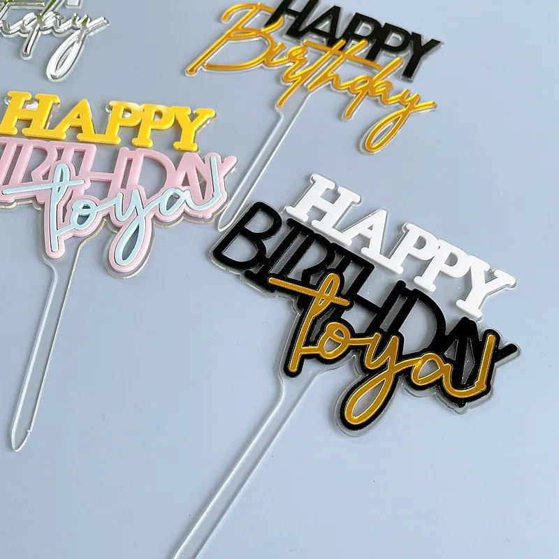 

Double Layers Acrylic Happy Birthday Cake Topper Party Decorations Kids Baking Accessories Topper Cake Decorating Supplies