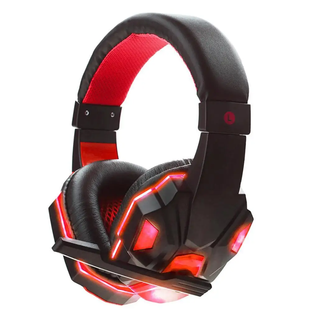 

LED Light Soft Ear Muff Adjustable Over-ear PC Notebook Gaming Wired Headset With LED Light