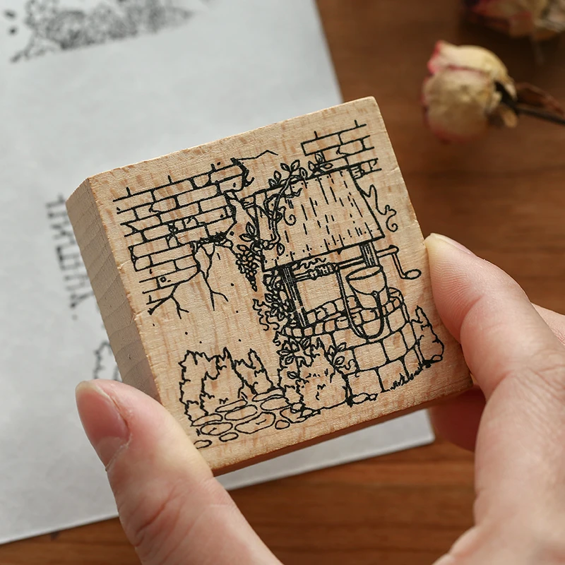 Винтажная деревянная печать с рисунком двора DIY ретро фотообои для скрапбукинга