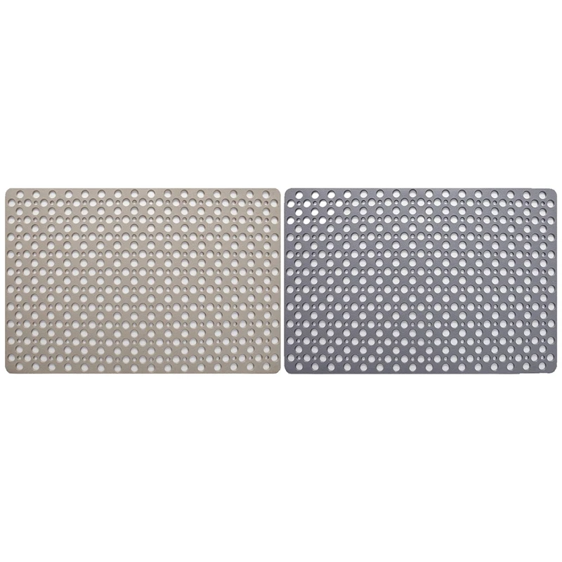 

2 Pcs Non Slip Bath Mat Anti Mould Shower Mats TPE Bathroom Bathtub Mat Floor Shower Mats With Suction Cups Khaki & Gray