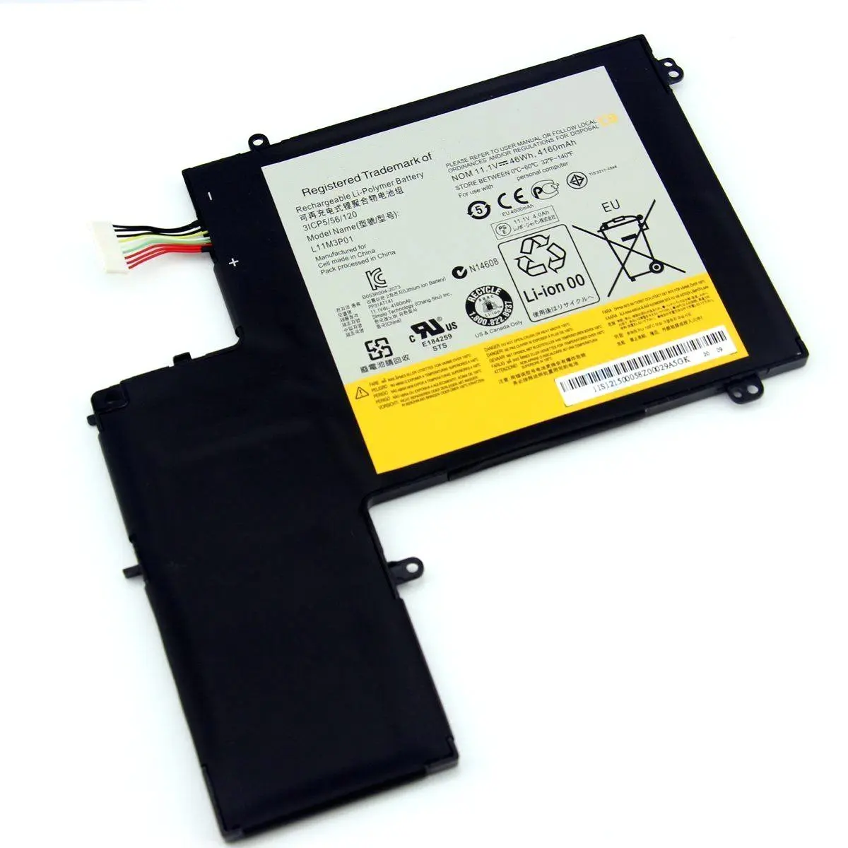 

Free Shipping Good Quality High Capacity 3ICP5/56/120 L11M3P01 Original Laptop Battery For Lenovo IdeaPad U310 11.1V 46WH