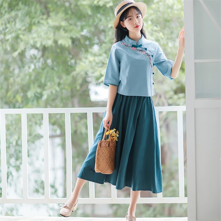 Комплект женской традиционной китайской одежды Элегантный Восточный костюм Тан