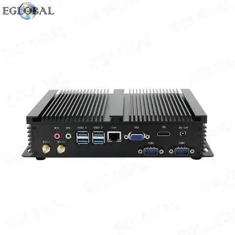 Безвентиляторный промышленный компьютер Eglobal, 24 часа работы, Intel Core i5 4200U i7 5500U i3 5005U HDMI VGA Win10 Linux, безвентиляторный 4K HTPC
