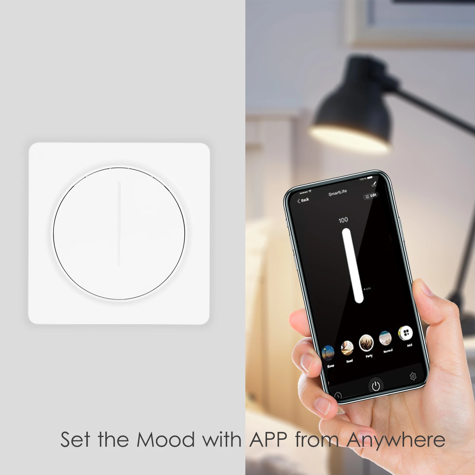 

Smart Tuya WiFi Stepless Control Dimmer Switch with Remote Control Single-Pole Neutral Wire Compatible for Alexa Google Home