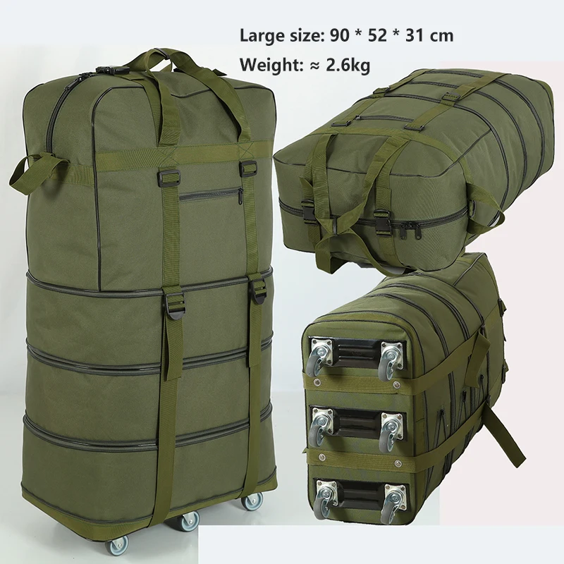 Big ArmyGreen Складной чехол на колесиках 158, авиационная сумка с колесиком, дорожная сумка, большая вместительность, ткань Оксфорд, для путешествий за границу, сумка для багажа - Цвет: Big ArmyGreen